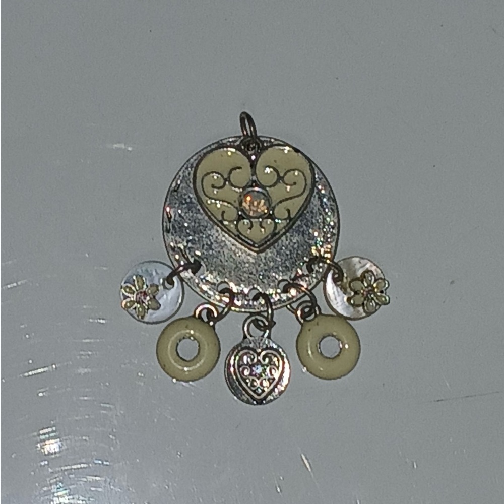 Elegant Heart Pendant with Cream and Silver Accents